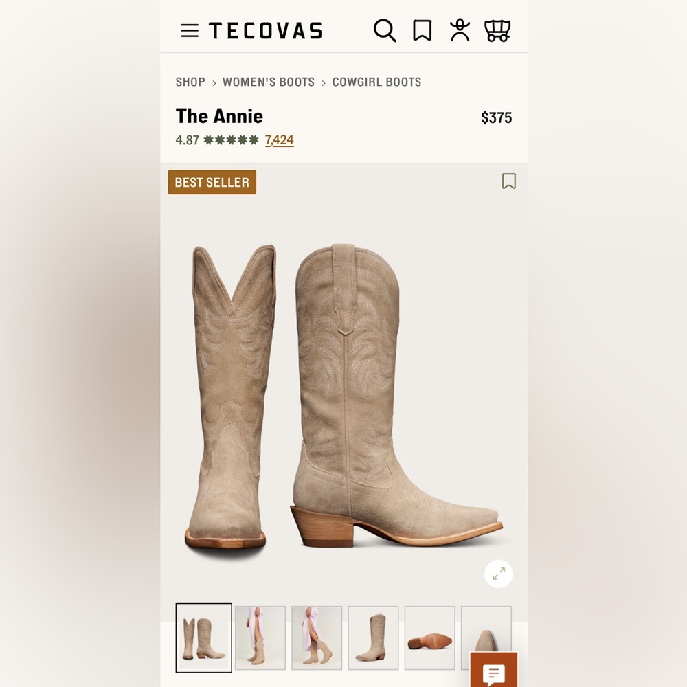 Tecovas The Annie Fawn Suede - Picture 7 of 7